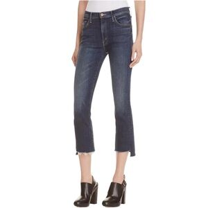 MOTHER The Insider Crop Step Fray Bootcut Denim Jean Here Kitty Kitty Wash Sz 26